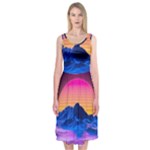 Outrun-vaporwave-hd-wallpaper-preview Midi Sleeveless Dress