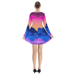 Long Sleeve Velvet V-neck Dress 