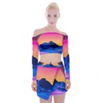 Outrun-vaporwave-hd-wallpaper-preview Off Shoulder Top with Mini Skirt Set