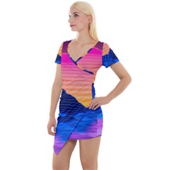 Short Sleeve Asymmetric Mini Dress 
