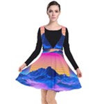 Outrun-vaporwave-hd-wallpaper-preview Plunge Pinafore Dress