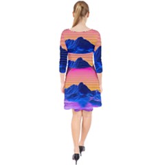 Quarter Sleeve Front Wrap Dress 