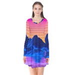 Outrun-vaporwave-hd-wallpaper-preview Long Sleeve V-neck Flare Dress