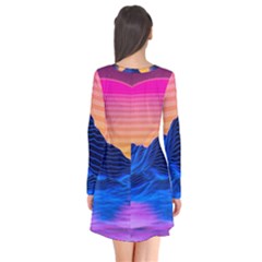 Long Sleeve V-neck Flare Dress 