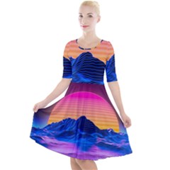 Quarter Sleeve A-Line Dress 