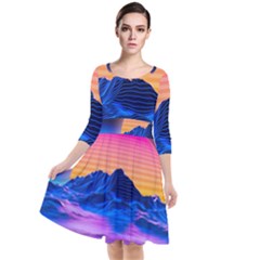 Quarter Sleeve Waist Band Dress 