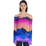 Outrun-vaporwave-hd-wallpaper-preview Off Shoulder Long Sleeve Top