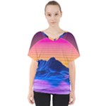 Outrun-vaporwave-hd-wallpaper-preview V-Neck Dolman Drape Top