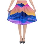 Outrun-vaporwave-hd-wallpaper-preview Flared Midi Skirt