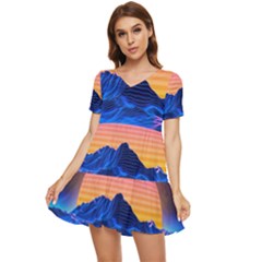 Tiered Short Sleeve Babydoll Dress 