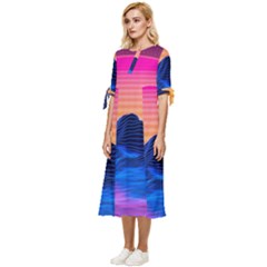 Bow Sleeve Chiffon Midi Dress 