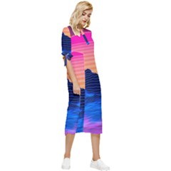 Bow Sleeve Chiffon Midi Dress 
