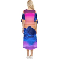 Bow Sleeve Chiffon Midi Dress 