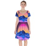 Outrun-vaporwave-hd-wallpaper-preview Short Sleeve Bardot Dress