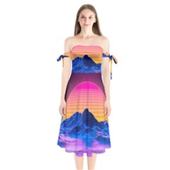 Shoulder Tie Bardot Midi Dress 