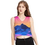 Outrun-vaporwave-hd-wallpaper-preview V-Neck Cropped Tank Top