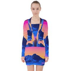 V-neck Bodycon Long Sleeve Dress 
