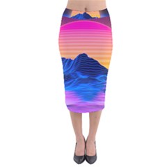Velvet Midi Pencil Skirt 