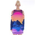 Velvet Long Sleeve Shoulder Cutout Dress 