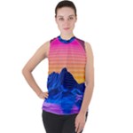 Outrun-vaporwave-hd-wallpaper-preview Mock Neck Chiffon Sleeveless Top