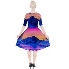 Quarter Sleeve A-Line Dress 