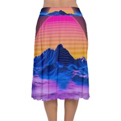 Velvet Flared Midi Skirt 