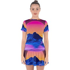 Drop Hem Mini Chiffon Dress 