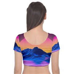 Velvet Short Sleeve Crop Top  