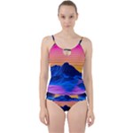 Outrun-vaporwave-hd-wallpaper-preview Cut Out Top Tankini Set
