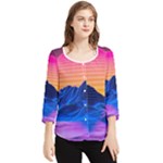 Outrun-vaporwave-hd-wallpaper-preview Chiffon Quarter Sleeve Blouse