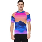 Outrun-vaporwave-hd-wallpaper-preview Men s Short Sleeve Rash Guard