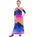 Outrun-vaporwave-hd-wallpaper-preview Kids  Quarter Sleeve Maxi Dress