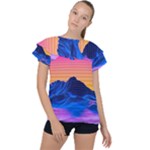 Outrun-vaporwave-hd-wallpaper-preview Ruffle Collar Chiffon Blouse