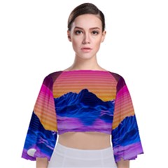 Tie Back Butterfly Sleeve Chiffon Top 