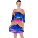 Outrun-vaporwave-hd-wallpaper-preview Quarter Sleeve Ruffle Waist Dress