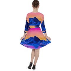 Quarter Sleeve Ruffle Waist Dress 