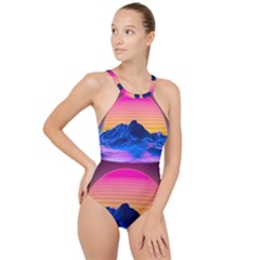High Neck One Piece Swimsuit 
