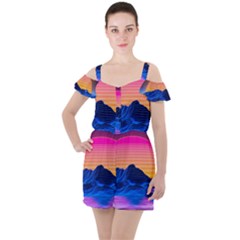 Ruffle Cut Out Chiffon Playsuit 