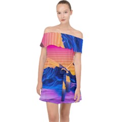 Off Shoulder Chiffon Dress 