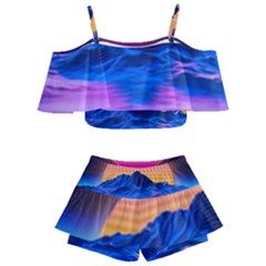 Kids  Off Shoulder Skirt Bikini 