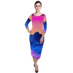 Outrun-vaporwave-hd-wallpaper-preview Quarter Sleeve Midi Velour Bodycon Dress