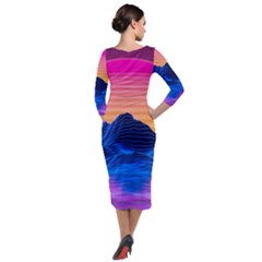 Quarter Sleeve Midi Velour Bodycon Dress 