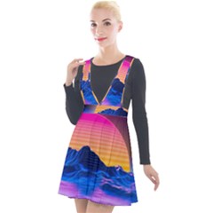 Plunge Pinafore Velour Dress 