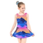 Outrun-vaporwave-hd-wallpaper-preview Kids  Skater Dress Swimsuit