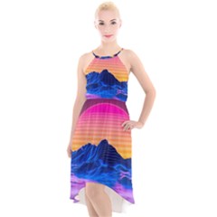 High-Low Halter Chiffon Dress  