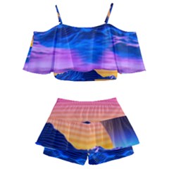 Kids  Off Shoulder Skirt Bikini 