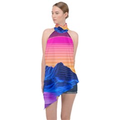 Halter Asymmetric Satin Top 