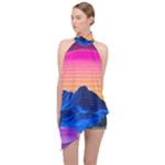 Outrun-vaporwave-hd-wallpaper-preview Halter Asymmetric Satin Top