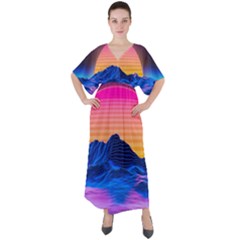 V-Neck Boho Style Maxi Dress 