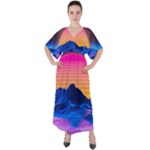 Outrun-vaporwave-hd-wallpaper-preview V-Neck Boho Style Maxi Dress